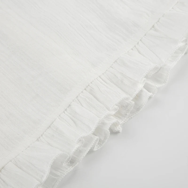 White Ruched Lace Top