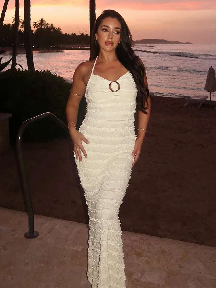 Multi-Layered Wavy Maxi Dress for Women