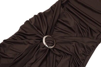 Brown Backless Pleated Slim Mini Dress