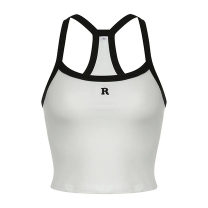 Letter Embroidery Backless Camisole Top