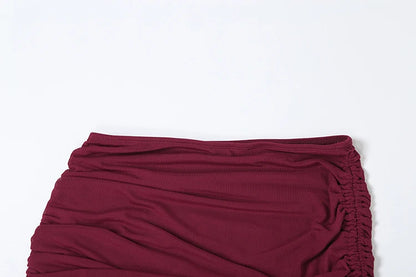 Shirring 3 Piece Set: See Through Halter Bra & Ruched Skirt