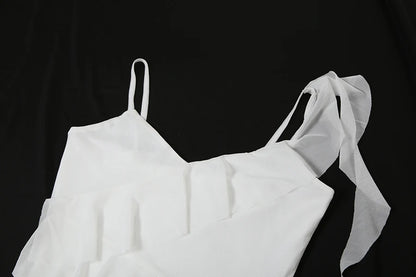 White Ruffles Long Sling Dress