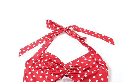 Backless Knot Wrap Crop Top with Speckled Print