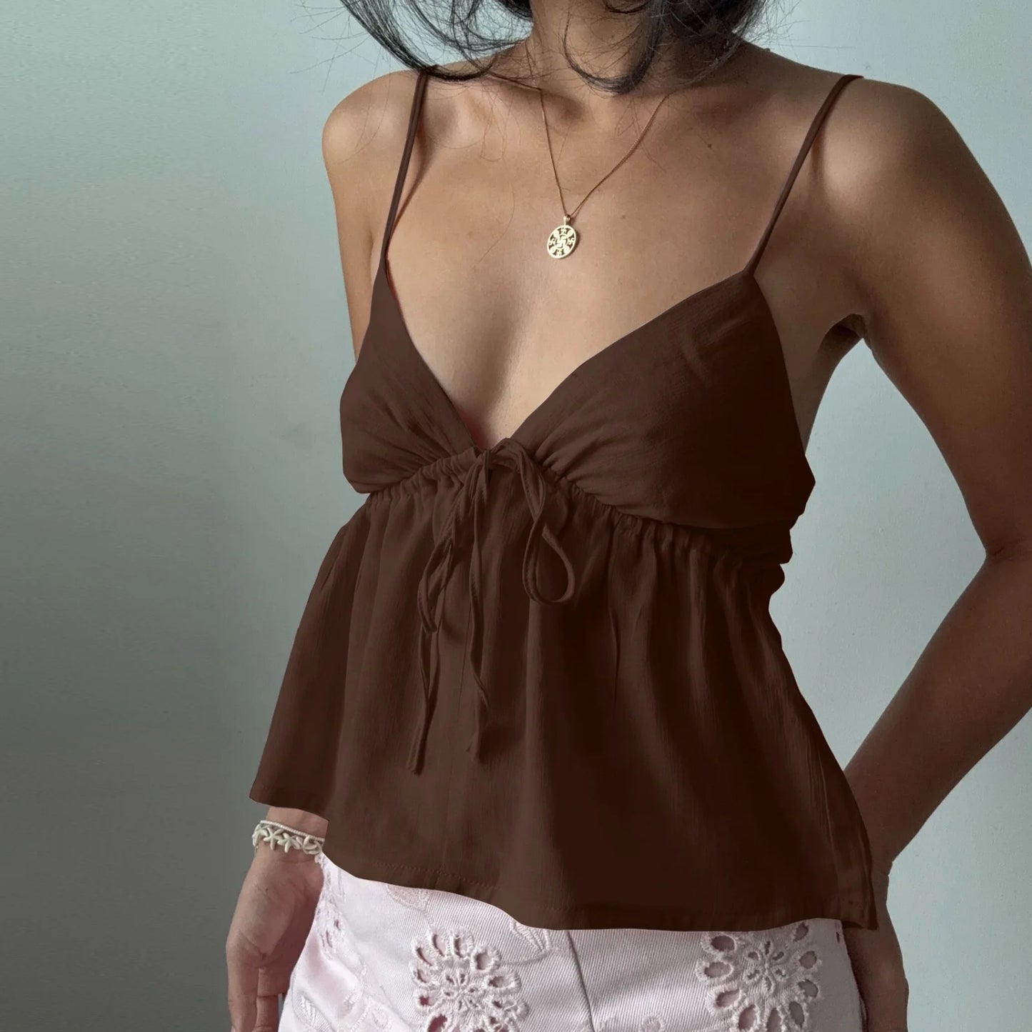 Off Shoulder V-Neck Backless Top