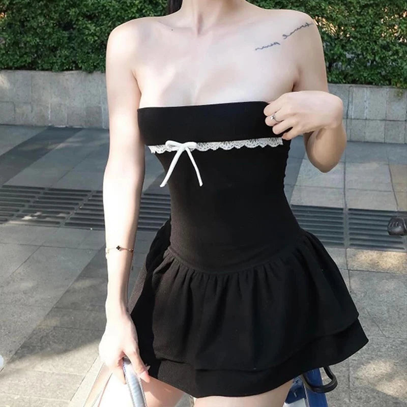 Strapless Slim Backless Ruched Mini Dress