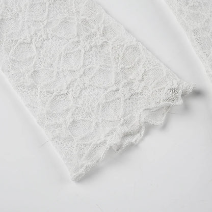 Crewneck Lace Long Sleeve Tee