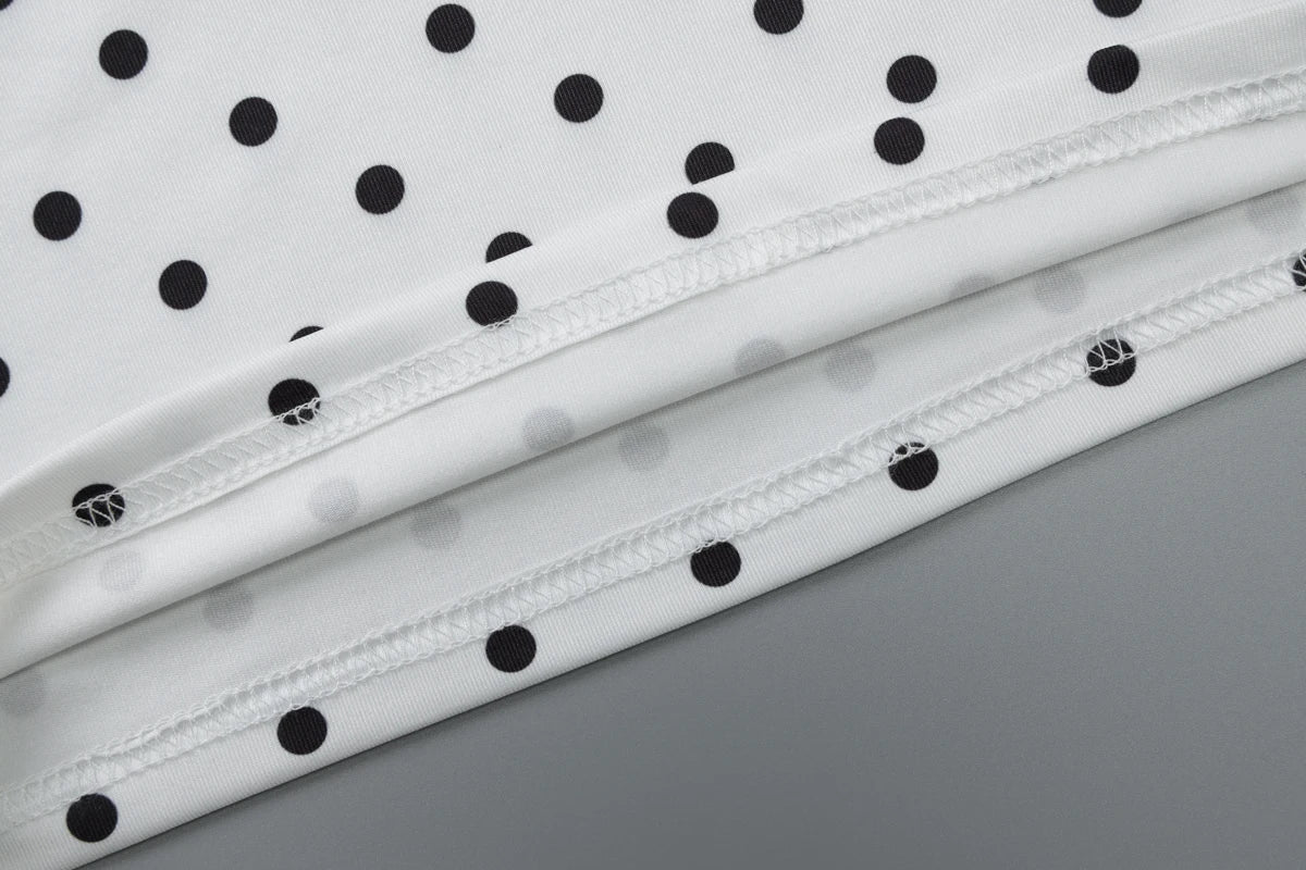 White Halter Sleeveless Backless Slim Polka Dot Top