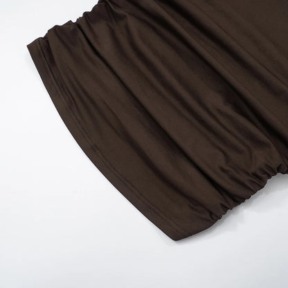 One-Shoulder Bead Link Ruched Tank Top