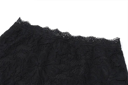Black Lace See Through Top and Maxi Skirt Two Piece Set