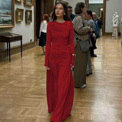 Long Sleeve Ruched Maxi Dress