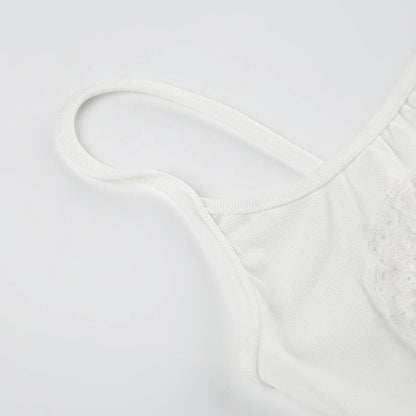 Lace Bow White Camisole - Cute Sleeveless Slim Crop Top