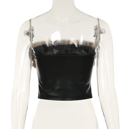 Furry Backless Strapless Mini Skirt Set