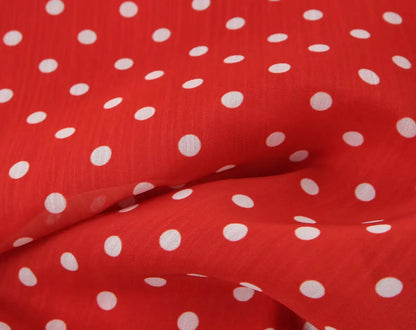 Red Polka Dot Ruffle A-Line Midi Dress