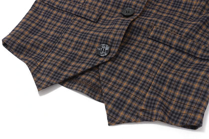 Brown Plaid V-Neck Vest