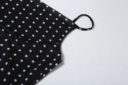 Polka Dot Backless V-Neck Dress