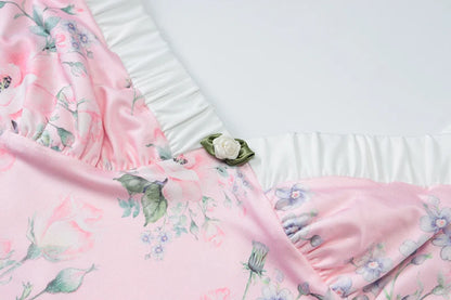Floral V-Neck Backless Bodycon Mini Dress