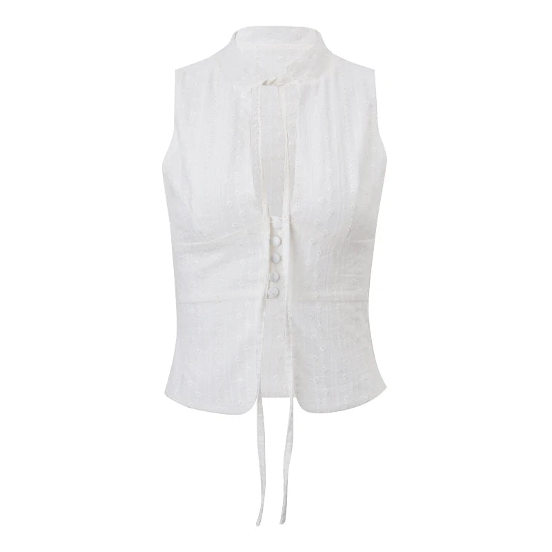 White Sleeveless Slim Vest