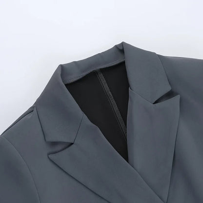 Notched Collar Floral Single Button Blazer