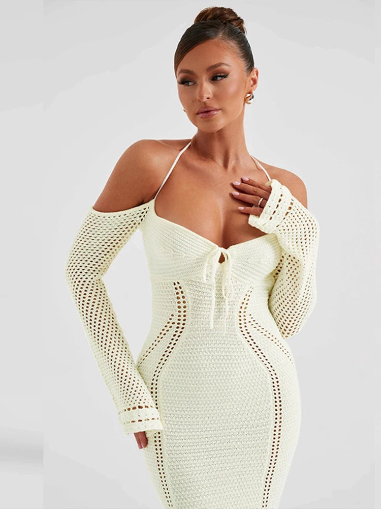 Knitted Backless Bodycon Maxi Dress