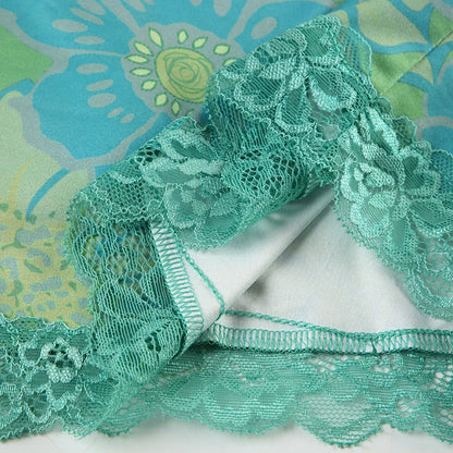 Floral Print Bustier Fairycore Top with Lace Patchwork
