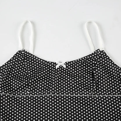 Polka Dot Bow Tie Camisole & Low Rise Shorts Set