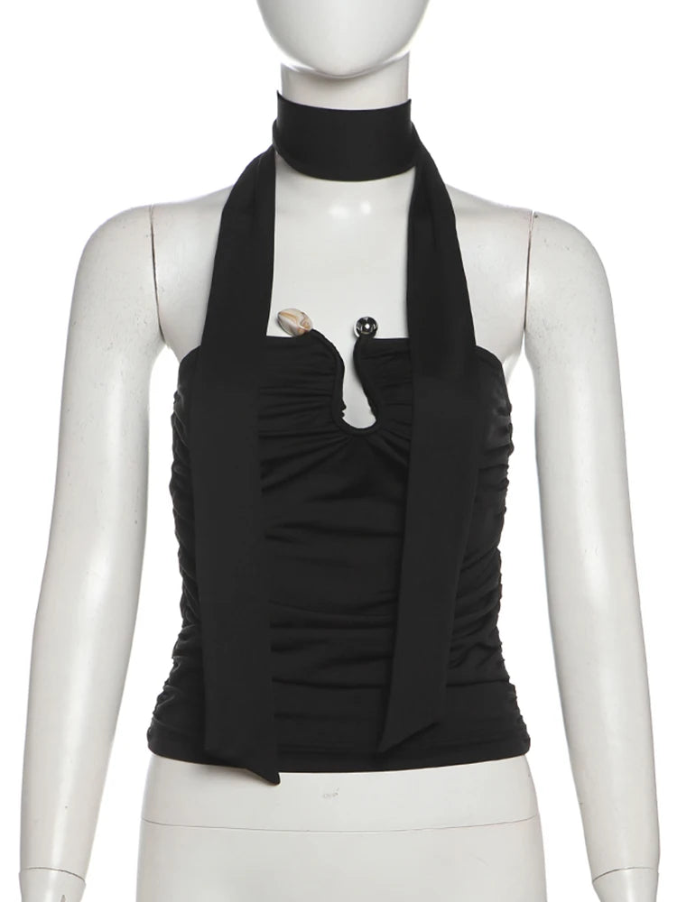 Metal Buckle Tube Top & Scarf