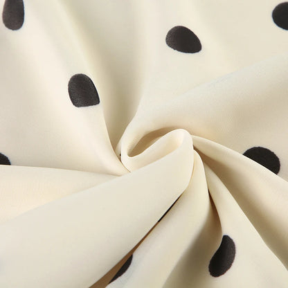 Beige Polka Dot Low Waist Midi Skirt