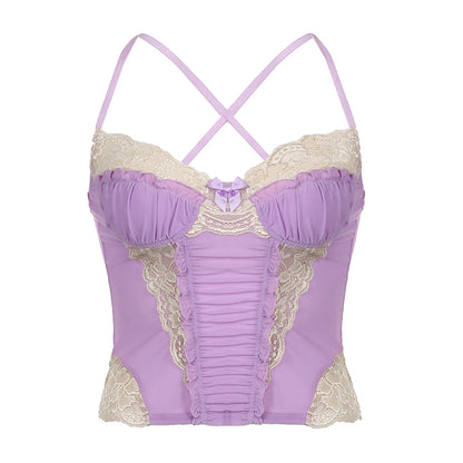 Lace Mesh Backless Corset Top