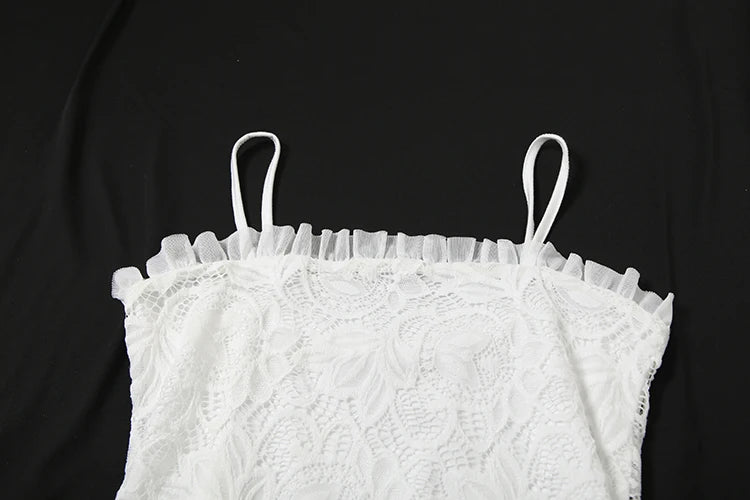 White Ruffles Backless Dress