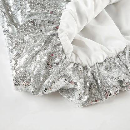 Silver Sequins Low Waist Mini Skirt
