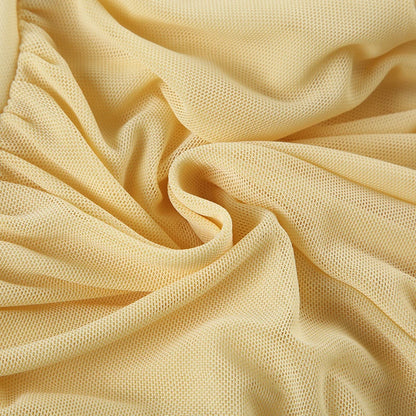 Yellow Flower Pleated Ruffles A-Line Mini Skirt