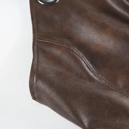 Leather Backless Halter Top