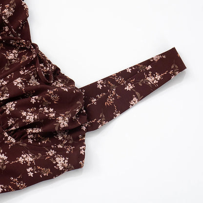 S Spring Floral Backless Slim Camisole Dress