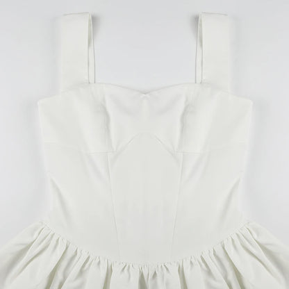 White Satin Bow Mini Dress