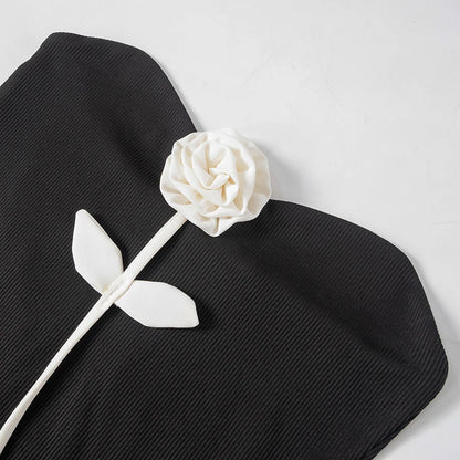 Flower Tube Top - Slim Solid Sleeveless Cropped Top