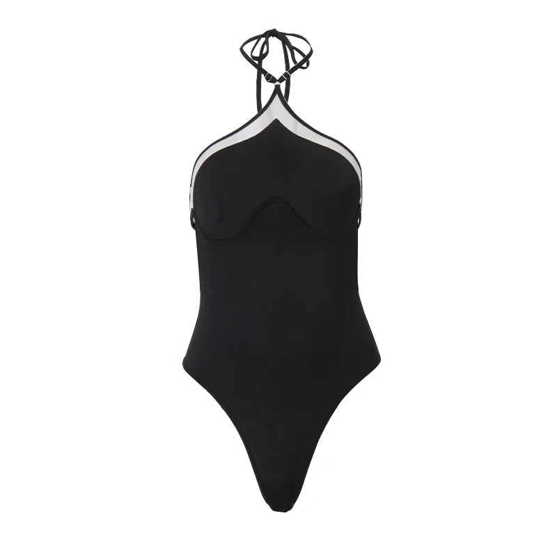 Black Backless Sleeveless Slim Halter Top