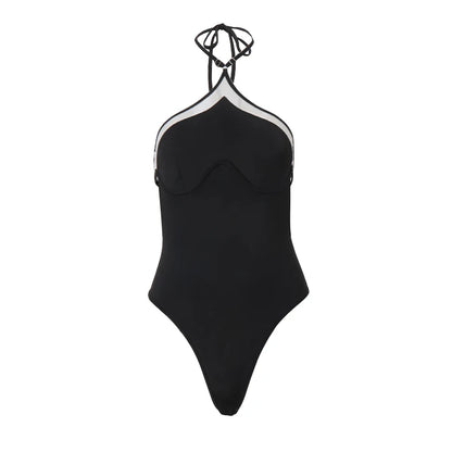 Black Backless Sleeveless Slim Halter Top