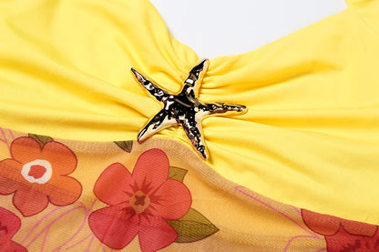 Yellow Floral Halter Top