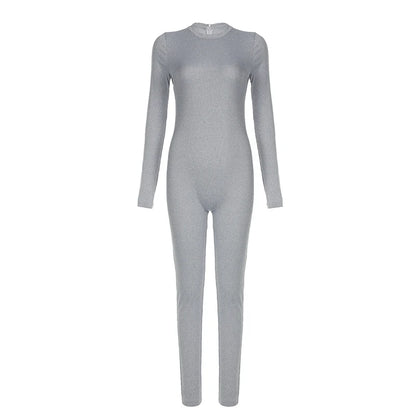 Slim Bodycon Joggers Jumpsuit with Zipper