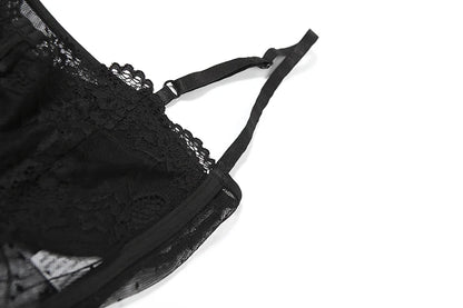 Black See Through Lace Bodysuit