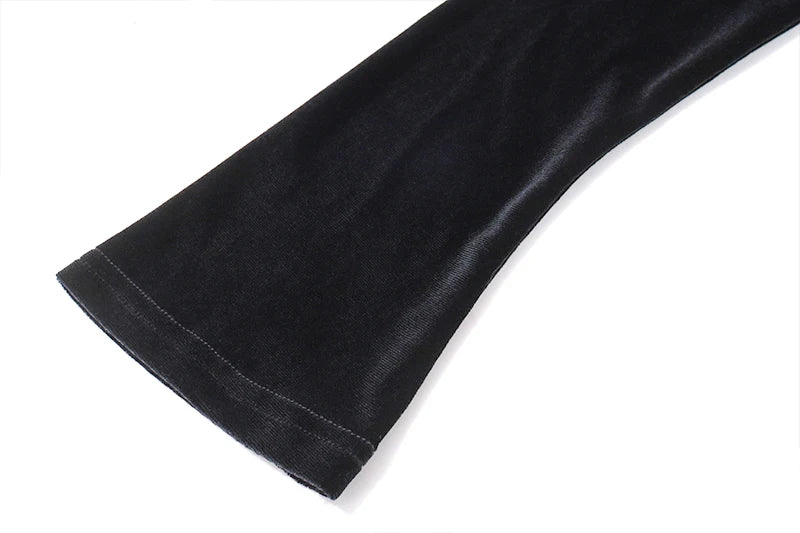 Black Square-Neck Patchwork Long Sleeve Top