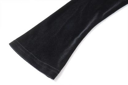 Black Square-Neck Patchwork Long Sleeve Top