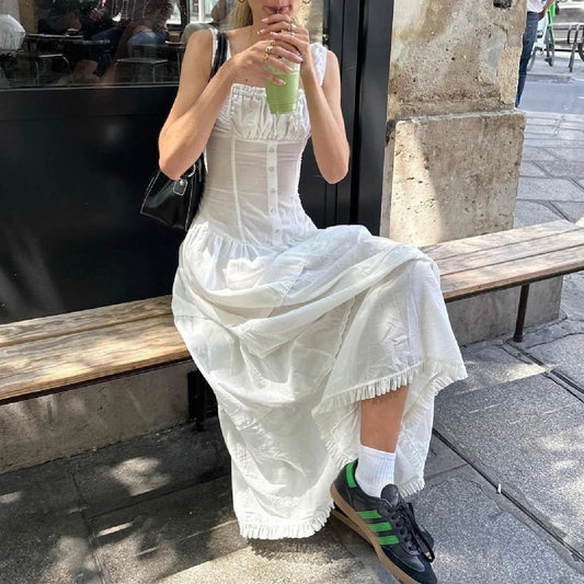 White Slim Sleeveless Maxi Dress