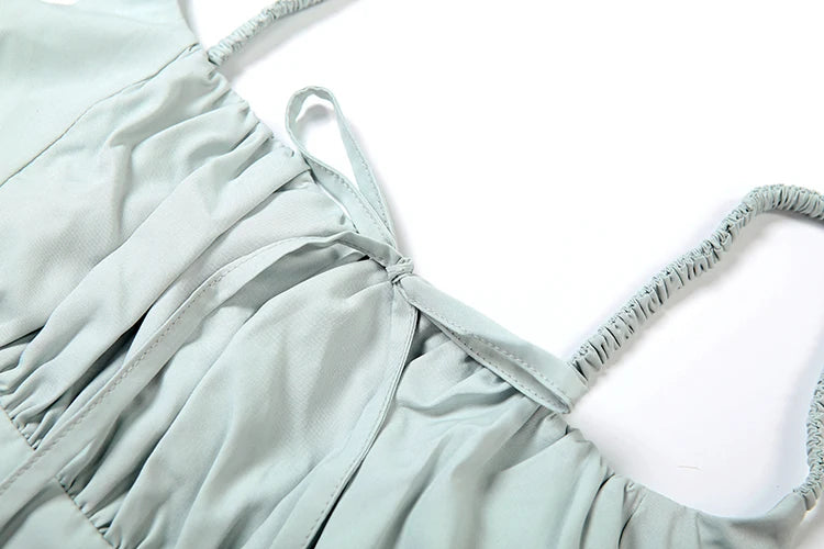 Green Pleated Crop Top and Maxi Skirt Set