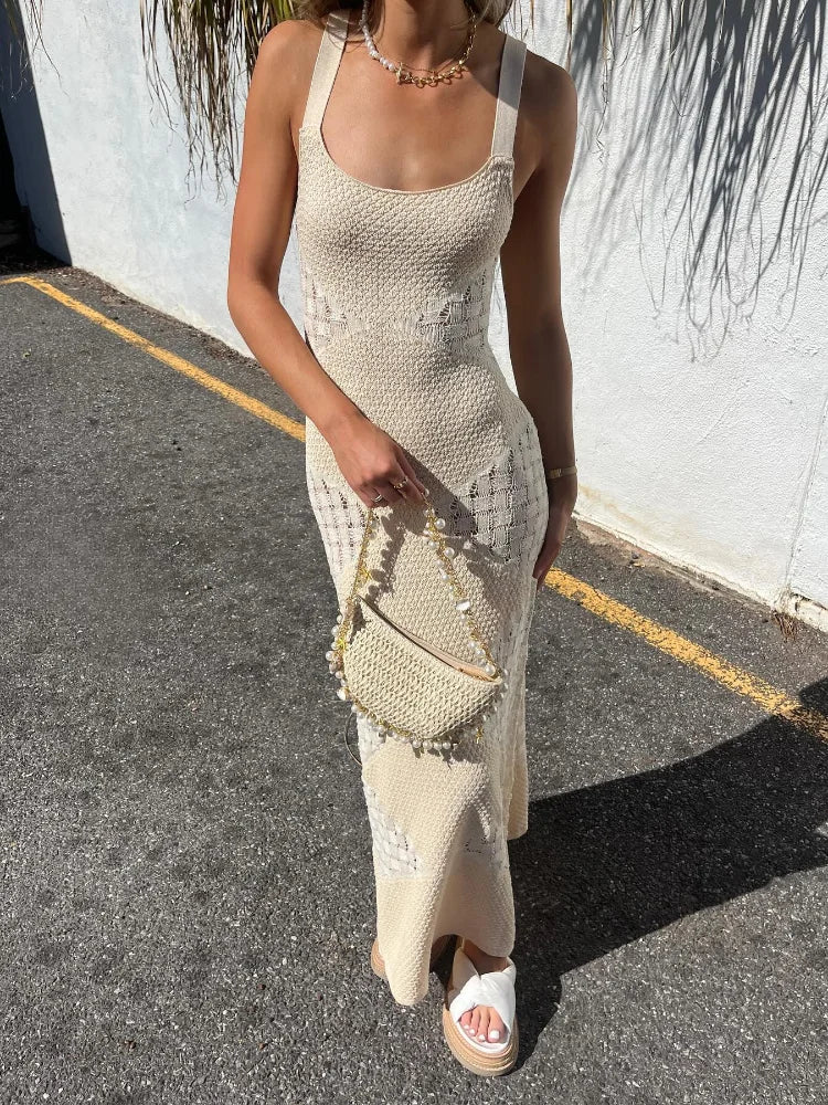 Knitted Backless Bodycon Maxi Dress