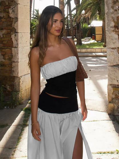 Bellazair White Strapless Backless Two-Piece Set