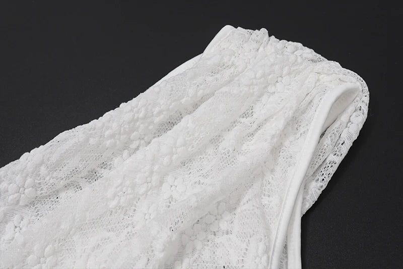 White Lace Sleeveless Crop Top