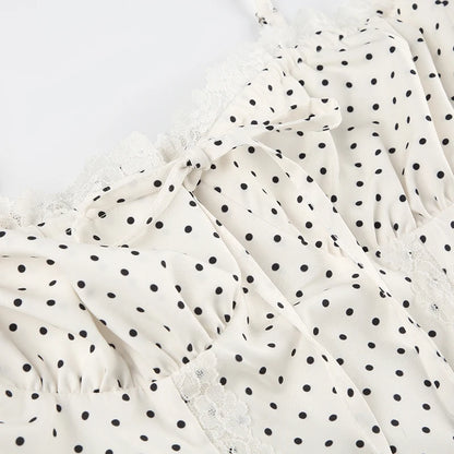 White Polka Dot Mini Dress with Bow Detail