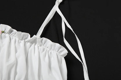 Chic Two Piece Ruched Ruffles Camisole and Shorts Set