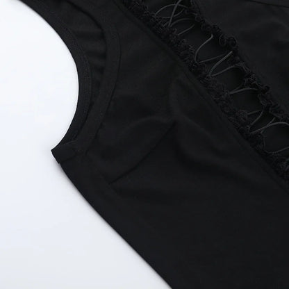 Black Hollow Out Crop Top